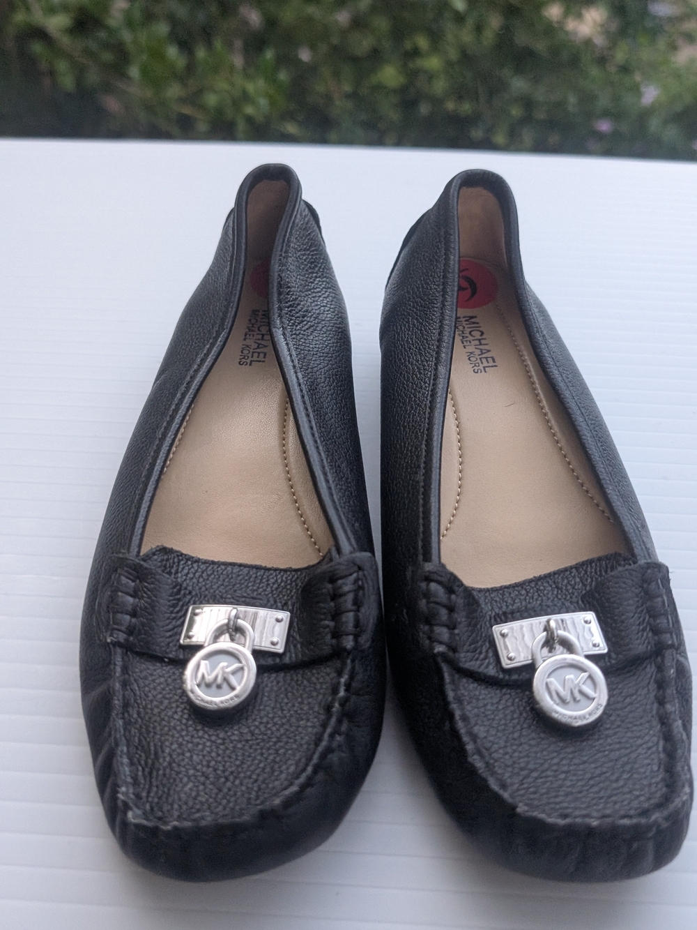 Michael Kors Hamilton Black Leather MK Logo Loafers for Women